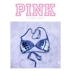 PINK Victoria’s Secret Swim Crushed Velvet Shibori Strappy Bikini Top - Size M